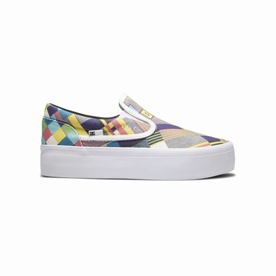 DC Trase Slip Platform Slip-On Flatform Women's Black/Multicolor Sneakers Australia Sale TCF-634